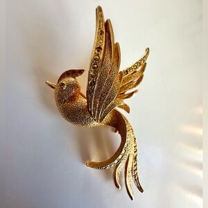 Corocraft Gold Bird in Flight Vintage Brooch Pin - Rare! Circa 1950s-60s